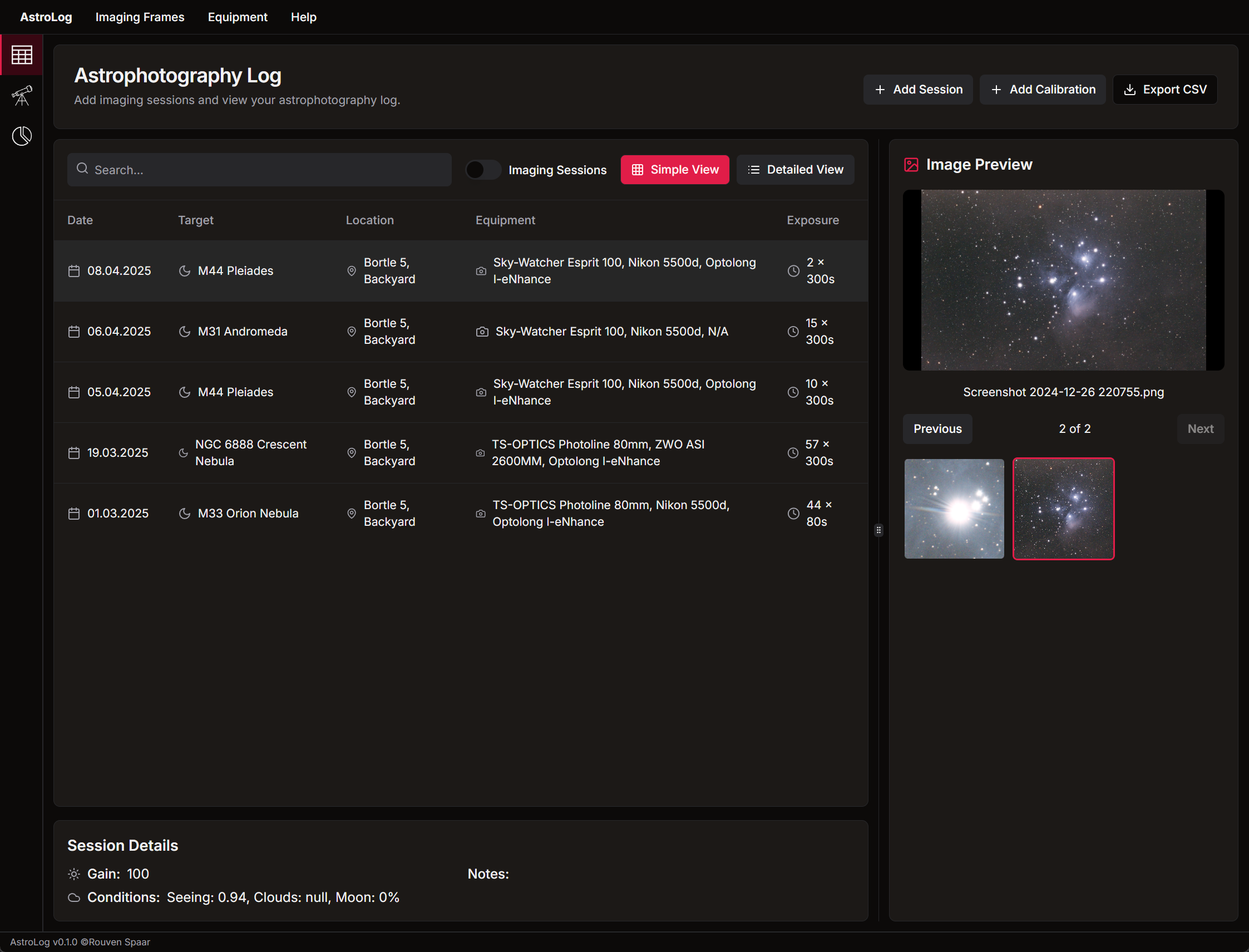 AstroLog Dashboard